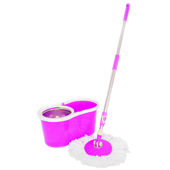 Spin Mop ชุดถังปั่นม๊อบสแตนเลส พร้อมไม้ม๊อบและผ้าม๊อบ 2 ผืนรุ่น Eco (สีม่วง)