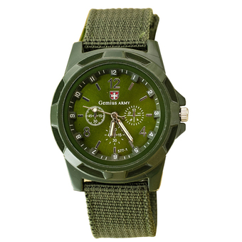 BEST นาฬิกาผู้ชาย สีเขียว สายผ้า Military รุ่น WATCH