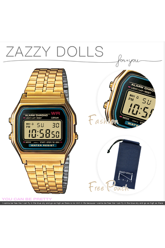 Zazzy Dolls นาฬิกาข้อมือผู้หญิง สีทอง สายแสตนเลส รุ่น ZD-0041-GD-BK