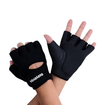 Sport Cycling Fitness GYM Half Finger Weightlifting Gloves Exercise Training (Black) - Intl