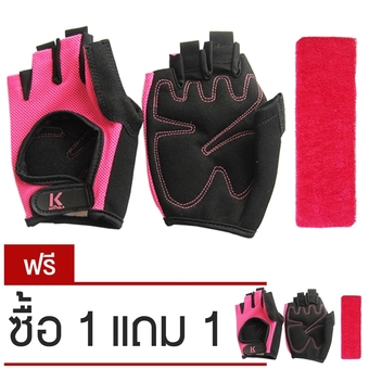 Balance fitness ถุงมือฟิตเนส ถุงมือออกกำลังกาย ถุงมือยกน้ำหนัก รุ่น H-002 (สีชมพู/สีดำ)