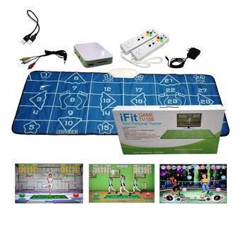 Fitness iFit แผ่นออกกำลังกาย โยคะ เต้นแอโรบิค เกมส์เต้น และเกมส์อื่น ๆ รวม 30 เกมส์ รุ่นไร้สาย พร้อมจอยไร้สาย 1 คู่ (น้ำเงิน)