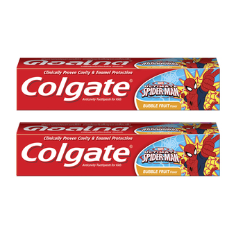 COLGATE คอลเกต ยาสีฟัน รสบับเบิ้ลฟรุต-สไปเดอร์แมน (แพ็ค2กล่อง)
