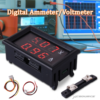 XCSource DC 300V Voltmeter Ammeter Red Blue LED Panel Amp Digital Volt Gauge YB27VA TE72
