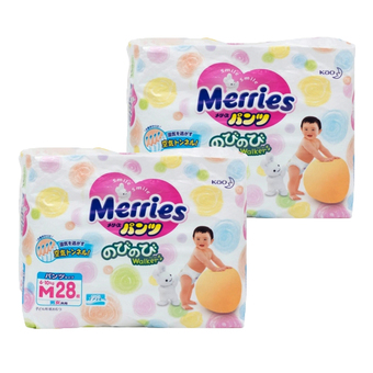 เมอร์รี่ส์ ผ้าอ้อมเด็กแบบกางเกง ไซส์ M 2 แพ็ค รวม 56 ชิ้น (แพ็คละ 28 ชิ้น)