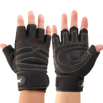 Weight Lifting Training Fitness Workout Wrist Wrap Exercise Gloves New Black