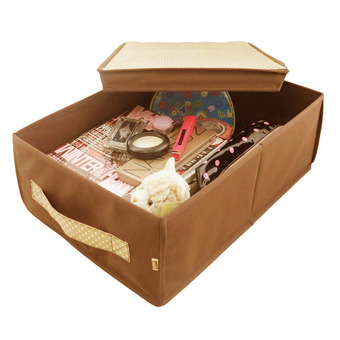 Hako กล่องเก็บห้องรก รุ่น Akari Brownie ขนาด 32 x 48 x 16 ซม. - สีโทนน้ำตาลลายจุด