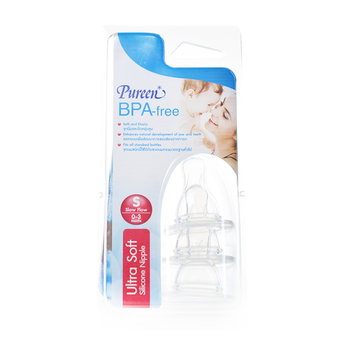 PUREEN เพียวรีน จุกนมซิลิโคน BPA FREE ไซส์ S 3 ชิ้น (2 แพ็ค ทั้งหมด 6 ชิ้น)