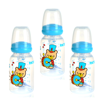 เนเจอร์ ขวดนม ทรงกลมพิมพ์ลาย 4 ออนซ์ สีฟ้า (แพค 3)
