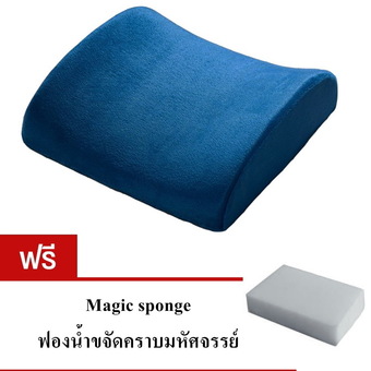 9sabuy เบาะรองหลัง memory foam แท้ รุ่น CSM003-SPO1(สีน้ำเงิน) แถมฟรีฟองน้ำขจัดคราบมหัศจรรย์ 1 ชิ้น