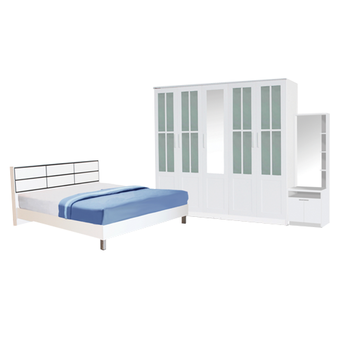 ADHOME ชุดห้องนอน ขนาด 5 ฟุต รุ่น Dream-2-5 (สีขาว)