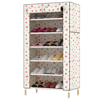 KAKUKI ชั้นวางรองเท้าแฟชั่นเกาหลี โครงไม้ Hot item Fashion Folding Shoes 7 ชั้น + ผ้าคลุม