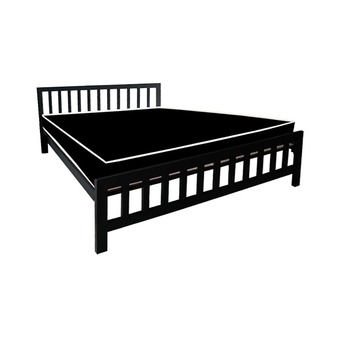 PT เตียงเหล็กกล่อง พร้อมที่นอนใยยางหุ้ม PVC ขนาด 5 ฟุต รุ่น PVCExtra5 (สีดำ)