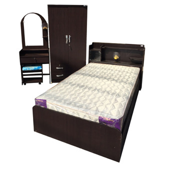 DSB Decoreชุดห้องนอน promotion ขนาด 3.5 ฟุต (เตียง + ตู้เสื้อผ้า 2 บาน + โต๊ะแป้ง + ที่นอนสปริง ) (สีโอ๊ก)