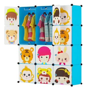 KAKUKI ตู้เสื้อผ้าเด็ก DIY 12 ช่อง Hot item Fashion Folding Clohts รุ่น-K103 (สีฟ้า)
