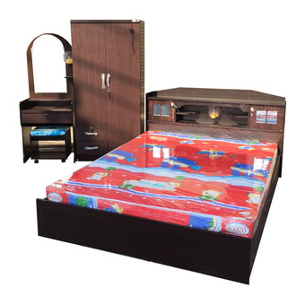 DSB Decoreชุดห้องนอน promotion ขนาด 5 ฟุต (เตียง + ตู้เสื้อผ้า 2 บาน + โต๊ะแป้ง + ที่นอนโฟมฟองน้ำ) (สีโอ๊ก)