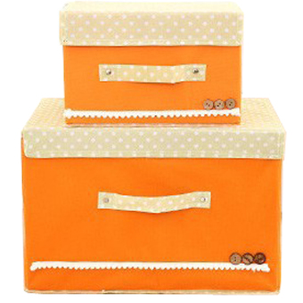 BEST Tmall กล่องผ้า กล่องเก็บอเนกประสงค์ 2ชิ้น (Orange)