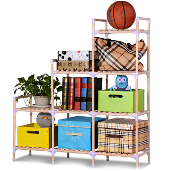 DIY Fashion Storage ชั้นวางของแฟชั่น อเนกประสงค์ 3 แถว 9 ช่อง - สีไม้
