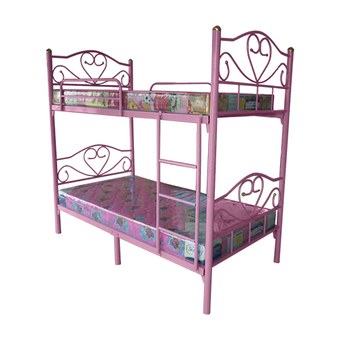 Asia เตียงเหล็ก 2ชั้น 3.5ฟุต (สีชมพู) + ที่นอนใยยาง ขนาด3.5ฟุต 2ใบ
