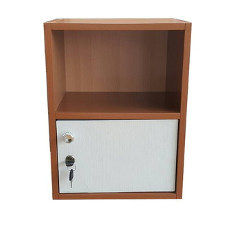 NK Furniline ตู้ล็อคเกอร์ ตู้ข้างเตียง2ชั้น รุ่น Box2-1DK ( สีขาว/ลายไม้เชอร์รี่)