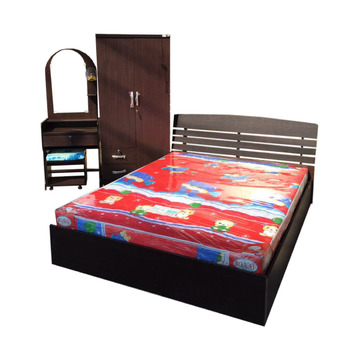 DSB Decoreชุดห้องนอน รุ่น special ขนาด 3.5 ฟุต เตียง + ตู้เสื้อผ้า 2 บาน + โต๊ะแป้ง + ที่นอนโฟมฟองน้ำ (สีโอ๊ก)