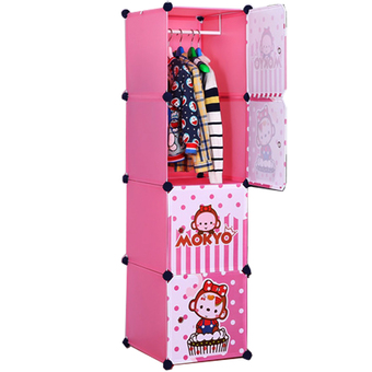 Baby Wardrobe Magic ตู้เสื้อผ้าแฟชั่นเด็กอเนกประสงค์ 1 แถว 4 ช่อง (Pink Style)