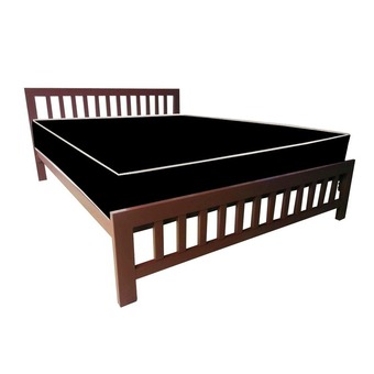 PT เตียงเหล็กกล่อง พร้อมที่นอนใยยางหุ้ม PVC ขนาด 5 ฟุต รุ่น PVCExtra-5 (สีน้ำตาล)