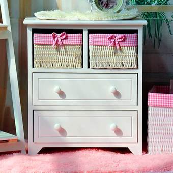 Shabby chic ชั้นเก็บของข้างเตียง สไตล์วินเทจ รุ่น G142 ขนาด 48x34x55 cm.