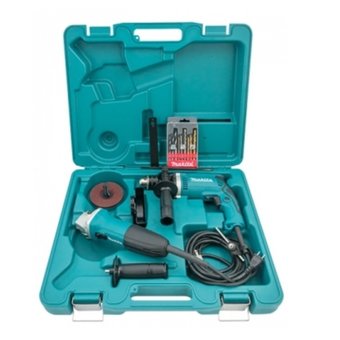 MAKITA ชุดสว่าน5/8"+เจียรมือ4"พร้อมอุปกรณ์ รุ่น DK1151 (สีเขียว)