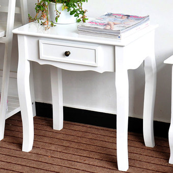 Shabby chic โต๊ะข้างเตียงสีขาวสไตล์ Vintage รุ่น C511W ขนาด 57x37x60 cm.