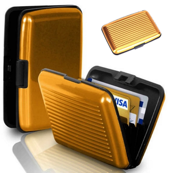 TravelGear24 กระเป๋าอลูมิเนียม ใส่บัตรเครดิตการ์ด/นามบัตร/ATM ป้องกันการสแกนบัตร Aluminum Bag Credit card / business card / ATM Box (Gold/สีทอง)