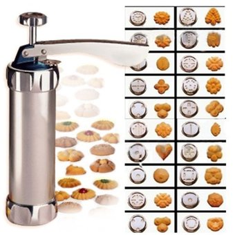 KitchenMarks กระบอกกดคุกกี้สแตนเลส พร้อมหัวกด 20 หัว หัวบีบ 4 หัว เครื่องกดคุกกี้สแตนเลส เครื่องปั้มคุกกี้สแตนเลส