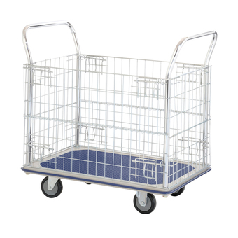 Jumbo รถเข็นพื้นเหล็กชั้นเดียว รุ่นมือจับ 2 ข้าง มีคอกล้อม 200 KG. รุ่น HL-113N ( สีขาว/น้ำเงิน )