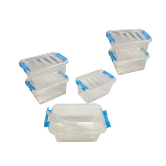 Jenbunjerd ชุดกล่องเอนกประสงค์ เล็ก 6 ชิ้น หูล็อค รุ่น H32822/6N (สีฟ้า)