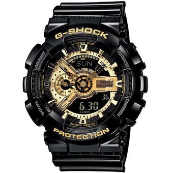 Casio G-Shock นาฬิกาข้อมือผู้ชาย สีดำ/สีทอง สายเรซิ่น รุ่น GA-110GB-1ADR