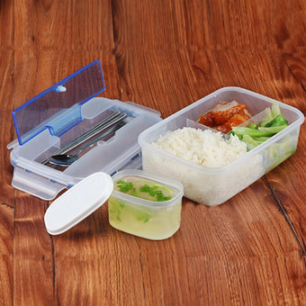 Microwave Lunch Box Case with Soup Bowl Chopsticks Spoon Food Containers Office (Intl)