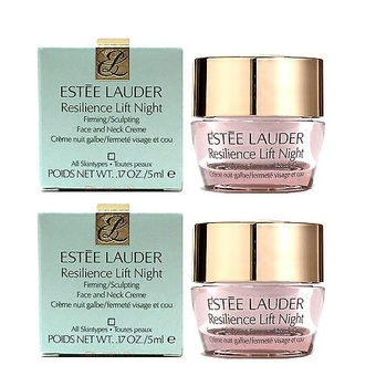 ESTEE LAUDER Resilience Lift Night Firming/Sculpting Face and Neck Creme ขนาดทดลอง 5 ml (2 กระปุก)