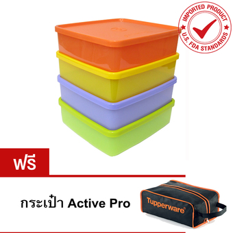 Tupperware กล่องอาหารเหมันต์สุขสันต์ 4 สี ขนาดความจุ 680 มล. แถมฟรี กระเป๋า Active