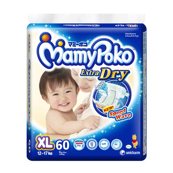 Mamy Poko ขายยกลัง! ผ้าอ้อมเด็กแบบเทป Extra Dry ไซส์ XL 60 ชิ้น 3 แพ็ค (ทั้งหมด 180 ชิ้น)