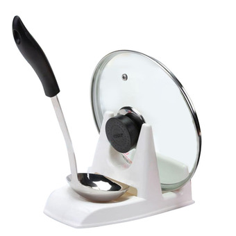 Spoon Pot Lid Shelf Cooking Storage Kitchen Decor Tool Stand Holder (White)