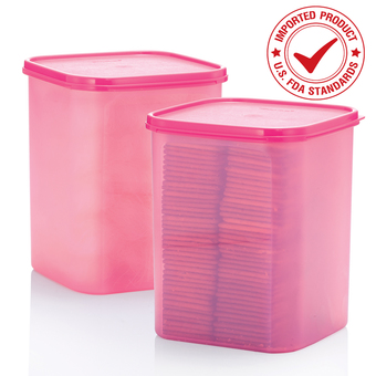 Tupperware กล่องทัพเพอร์แวร์ รุ่นโมดูล่าเมทสแควร์ 2ชิ้น (สีชมพู)