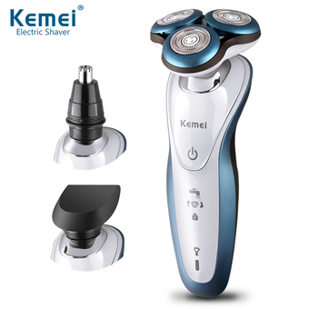 Kemei KM-7000 เครื่องโกนหนวด 3D ใบมีดอัลลออย์คู่ 3 หัวโกน 3 in 1