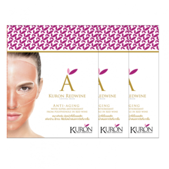 Kuron แผ่นมาส์กหน้า คิวรอน สูตร Red Wine Crystal Mask (แพ็ค 3 ชิ้น)
