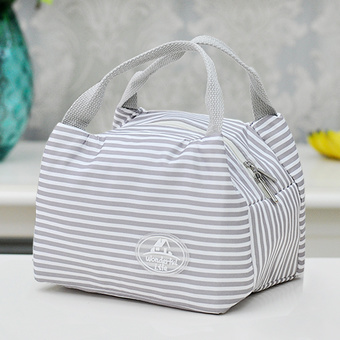 Cartior Home Kitchen Thermal Insulated Lunch Box Tote Cooler Bag Bento Picnic Pouch Lunch Container 22x15x17.5 (Grey) - Intl