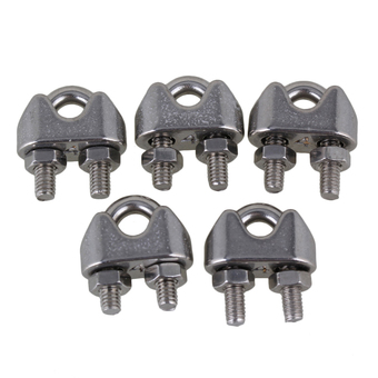 304 Stainless Steel M4 Wire Rope Clips U Shape Set of 5 Silver