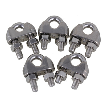 304 Stainless Steel M5 Wire Rope Clamp U Shape Set of 5 Silver