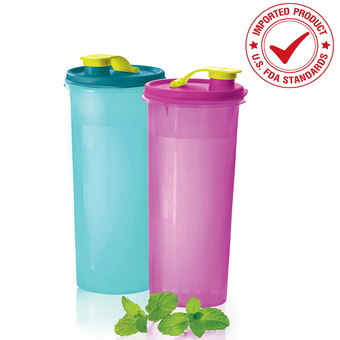 Tupperware กระบอกน้ำทัพเพอร์แวร์ รุ่นคนโทญี่ปุ่น (2) สี Cool Aqua จุกสีเขียว/สีม่วง จุกสีเขียว