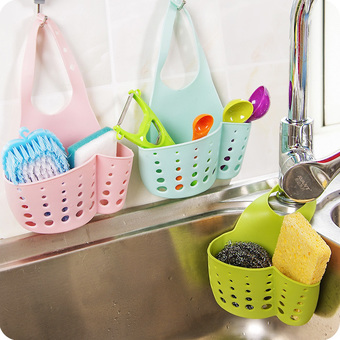 Kitchen Hanging Holder Sink Racks Bath Storage Bag(Green)