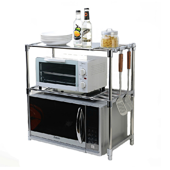 Buytra Microwave Oven Stainless Steel Shelf Storage Rack (Silver)