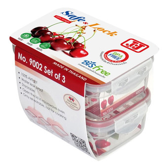 JCJ ชุดกล่องอาหาร Safe & Lock - 6 ชิ้น รวมฝา ( 400ml x 2, 800ml กล่องสูง x 1 )